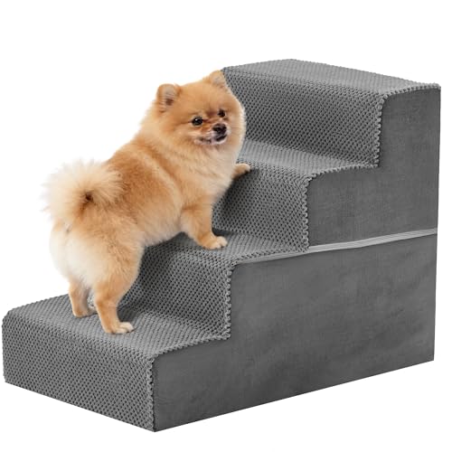 Image of NEWBULIG 4-Step Dog Stairs, 18 inch H Dog Steps for Sofa and Chair, Durable Non-Slip Sturdy Pet Steps for Small Dogs and Cats, Pet Ramp for High Bed Indoor
