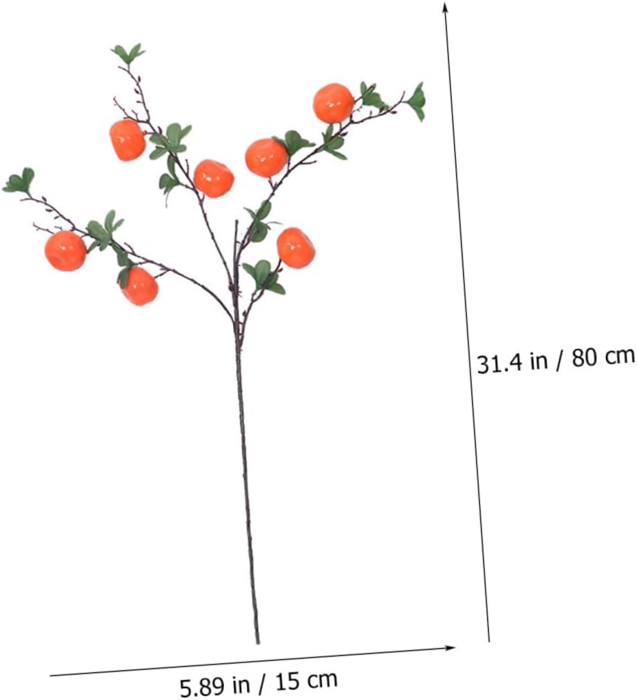 Artificial Orange Fruit Branches, 7-Head Realistic Tabletop Fruit Plants, Lifelike Plastic Tangerine Ornaments for Home and Holiday Décor