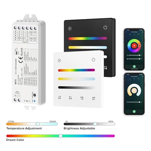 Controlador regulador LED WT5 RGBCW de 6 cables con control remoto 2.4G 3