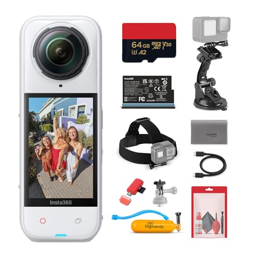 Insta360 X5 8K 360 Waterproof Action Camera (White) | 1/1.28" Sen...