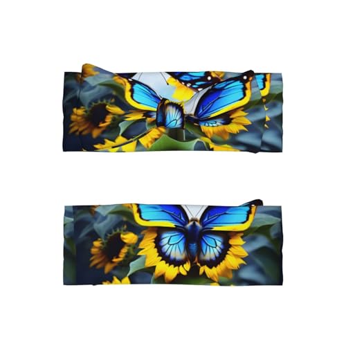 Sunflower Blue Butterfly Baby Bow Headband. Comfortable baby headband, suitable for daily wear and photo props.2