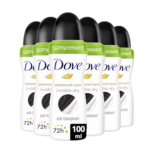 DOVE - Déodorant Femme Advanced Care Invisible Dry - Spray Compressé - Soin des aisselles quotidien - 72h de protection anti-odeurs (lot de 6x100ml)