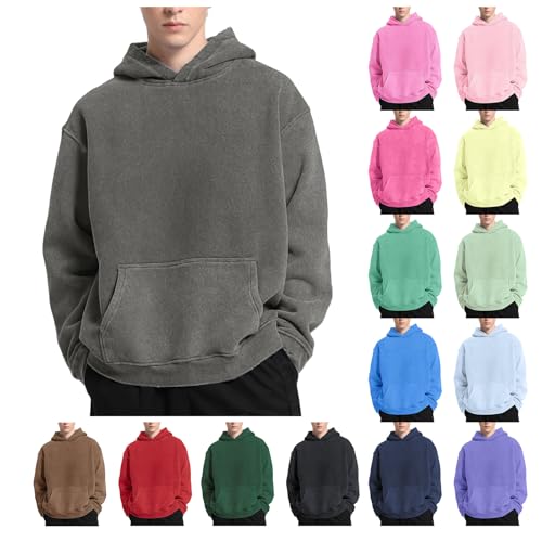 Wankang Acid Wash Hoodies for Men Oversized Hooded Sweatshirt Casual Vintage Pullover Hoodie Heavyweight Loose Sweatshirts