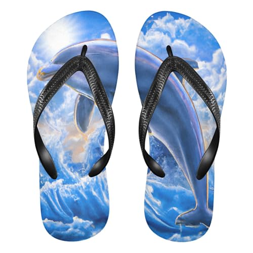 Burbuja Dolphin Flip Flops for Women Men, Soft Thong Sandals Rubber Slippers for Pool Beach Essentials