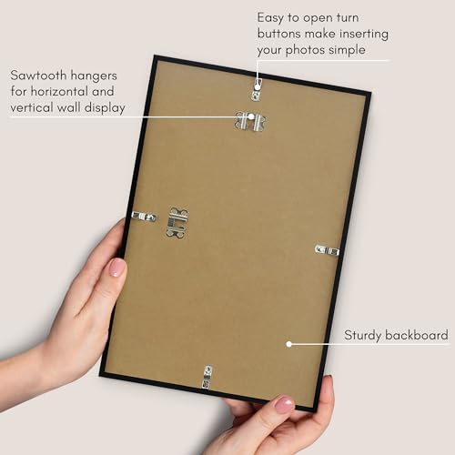 Americanflat 10x15 Picture Frame with Polished Plexiglass - Streamline Collection - Thin Border Picture Frame for Wall Display - Hanging Hardware Included - Black