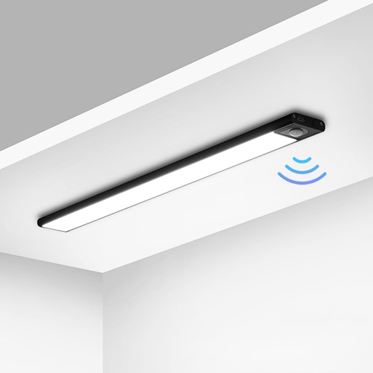 Hohopeti Éclairage LED sous Meuble 30 Cm Noir de Mouvement, Bande Lumineuse Rechargeable, Lumière Neutre pour Placard, la Cuisine, Chambre et Bureau