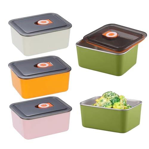 WakiHong 4 Pezias Fiambrera reutilizable Caja de Conservación de Alimentos Bento Box,para adultos,para trabajo,oficina, picnic,escuela(14 * 11.2 * 6.5 cm)