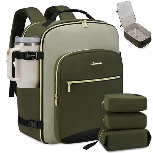 LOVEVOOK Large Travel Backpack for Women & Men, 40L Carry on Backpack for Airplanes, TSA Personal Item Travel Bag fits 17" Laptop, Waterproof Travel Essentials Airline Approved with 3 Packing Cubes