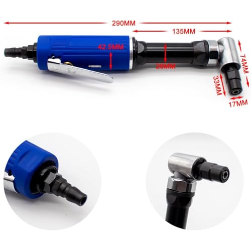 Pneumatyczna szlifierka do grawerowania, szlifierka kątowa 1/4 cala, szlifierka kątowa 90 stopni, szlifierka kątowa 18000 obr./min, niebieska,
