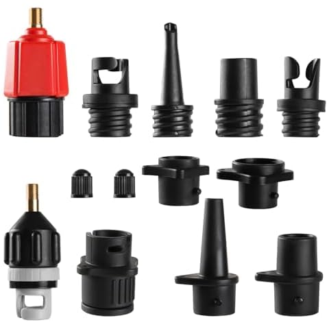 CANIPHA Inflatable SUP Pump Adaptor, Paddle Board SUP Valve Adapter with 9 Standard Conventional Air Pump Nozzles for Inflatables SUP Inflator Adapter Inflatable Boat Paddle Board SUP Board Cover