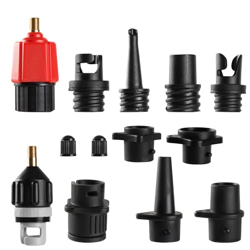 Image of CANIPHA Inflatable SUP Pump Adaptor, Paddle Board SUP Valve Adapter with 9 Standard Conventional Air Pump Nozzles for Inflatables SUP Inflator Adapter Inflatable Boat Paddle Board SUP Board