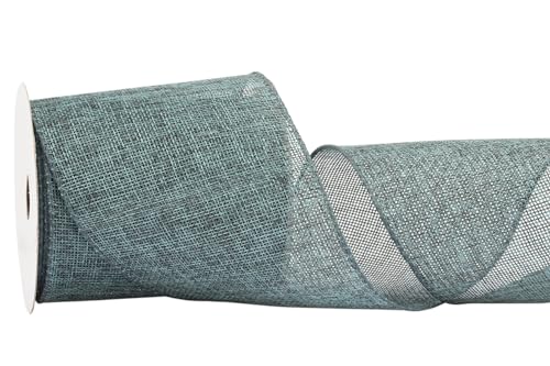 Fondersy 9-Meter Teal Burlap Ribbon Wired Burlap Ribbon, 100mm Width for Gift Wrapping Floral Arrangements, Wreath Making - Image 2