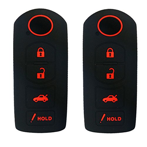 2Pcs Coolbestda Silicone Smart Key Fob Cover Case Remote Skin Keyless Jacket Holder Protector for 2019 2018 2017 2016 2015 Mazda 3 6 8 CX3 CX5 CX7 CX9 MX5 SPEED3