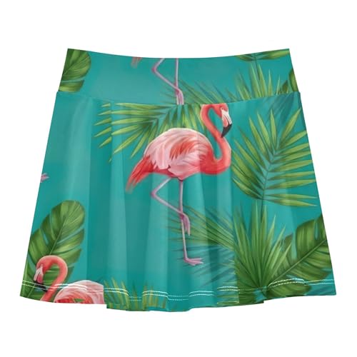 Joisal Athletic Shorts Girls Skorts Pink Flamingo Tropical Palm Teal Tennis Skirts for Kids Navy Flowy Skort 3t
