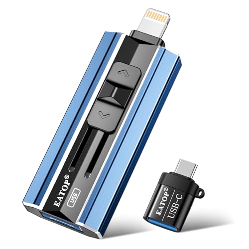 EATOP 512GB Flash Drive Intended for iPhone iPad USB Photo Stick for Photo & Video Backup External Phone Memory Storage No App Required Compatible with iOS Android & PC Blue