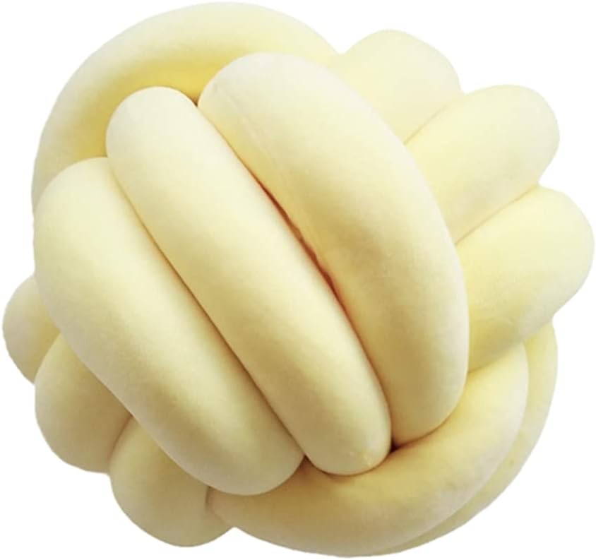 Knot Pillow Ball Round Cushion Pillows, Children Room Decoration Plush Toys Calming Stress Relief Toy (Yellow,8.5in/22cm) Yellow 8.5in/22cm