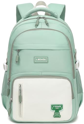 LEDAOU Mochila para laptop de 15,6 polegadas, escola, faculdade, grande, para adolescentes, meninas, mulheres, trabalho, viagens, Verde, Large, Viagem escolar