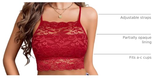 Image of Avidlove Lace Bralette for Women High Neck Camisoles Racerback Double-Layered Crop Top