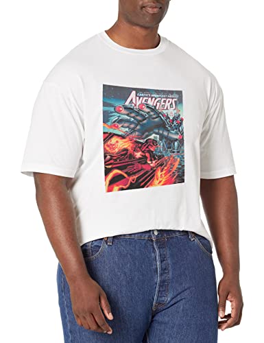 Tee shirt Marvel homme grande taille 4XL blanc col rond et manches courtes