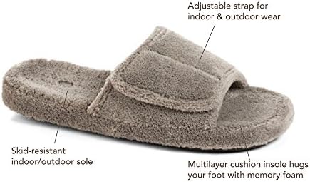 Acorn Men's Spa Slide Slippers with adjustable strap and soft terry lining , Grey, size 10.5-11.5 | Image 6