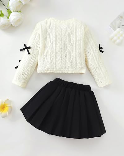 Image of Renotemy Toddler Girls Outfits Winter Little Girl Clothes Skirt Set 18M-6Y | Girls Christmas Fashion 2 Piece Outfit,Fall Knit Sweater and Skirt Set,Holiday Thanksgiving Dress Back to School Essentials