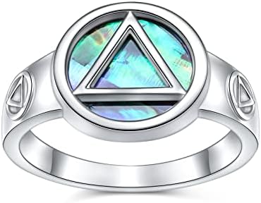 Yearace Alcoholics Anonymous Sobriety Gifts 925 Sterling Silver AA Sobriety Rings Stay Sober Recovery Symbol Ring Jewelry Gift for Men Women Size 7