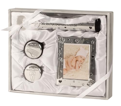 Niedliches Geschenkset zur Geburt oder Taufe für Junge und Mädchen Mein Erstes Jahr Geschenkidee Werdende Mutter Handabdruck Neugeborene Taufgeschenk Babygeschenk