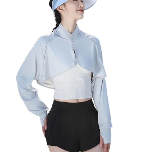 Women's Cooling Shawl Sun Protection Cooler Shrug Sun Cape Cloak Neck Arm Sleeves with Finger Hole Shawl