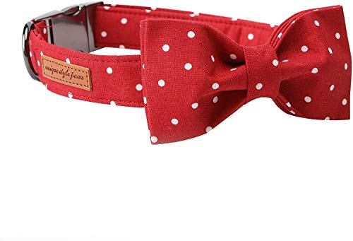 Unique style paws Hundehalsband mit Abnehmbarer Fliege, Hundehalsbänder mit Schleife für kleine mittel Groß Hunde, Fliege Hundehalsband verstellbar XXS-XL