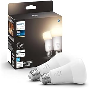 Philips Hue Smart 75W A19 LED Bulb – Soft Warm White Light – 2 Pack – 1100LM – E26 – Indoor – Control with Hue App – Works with Alexa, Google Assistant and Apple Homekit