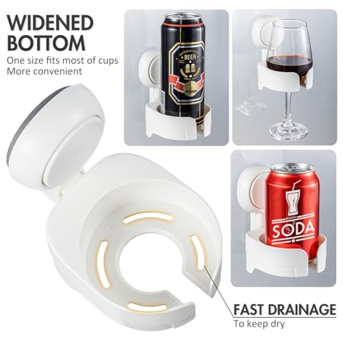 Image of TAILI Suction Cup Wine Glass Holder for Shower, Removable Wall-Mounted Bath Cup Holder for Beer, Wine, Drinks, Enjoy in The Spa, Bathroom, Kitchen, etc. White