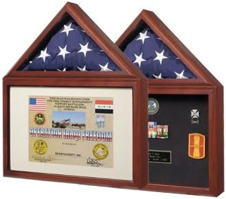 US Military Stuff. Capitol Flag Case with Certificate/Shadow Box with Realistic Cherry Finish – Holds 3’ x 5’ Flag. Made in The US.