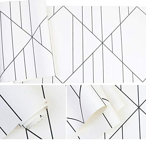 Wall Paper Nouveau mode géométrique noir et blanc vérifié Papier peint Murs Rouleau rayé Blanc Designer Beige Plaid Papier peint Décoration Furniture Sticker ( Color : P02502 , Dimensions : 10mx53cm )