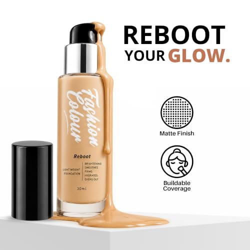 Image of Fashion Colour Light Weight Reboot Foundation | Full Coverage Liquid Foundation | Natural Glossy Finish | Covers Blemishes, Dark Spots & Uneven Skin Tone | Lightweight Long Lasting Makeup | (N03-Medium Beige)