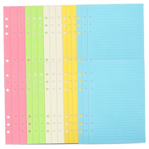 Abaodam 50枚 ルーズリーフリフィルペーパー 六バインダーノート用 横罫線入り 手帳交換用紙 ビジネスメモ帳 書きやすく耐久性のあるノート