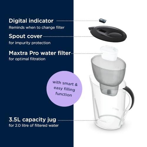 Image of BRITA Marella XL 3.5L Water Filter Jug Grey | German Made Pitcher with Powerful Filtration with MicroFlow Technology | Activated Micro Carbon Pearls for Fresh, Great Tasting Drinking Water
