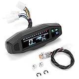 La función incluye: velocímetro, odómetro, RPM, indicador de combustible, la pantalla LCD es muy clara, el ángulo de visión es grande y el aspecto suave, alivia la fatiga ocular.
