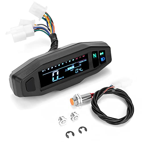 Montloxs Mini medidor de motocicleta digital LCD universal velocímetro digital odómetro tacómetro de bicicleta de motor elétrico