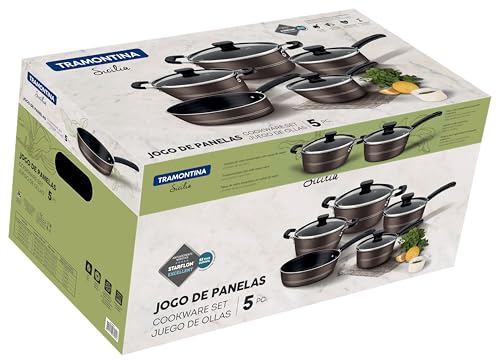 Jogo Panelas Alum 5Pc Sicilia Cinza Tramontina