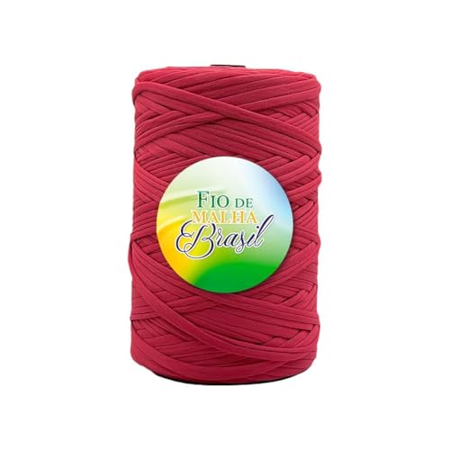 Atacadão das Linhas- Fio de Malha Brasil - 500g - Cores Variadas Bolsa Tapete Lycra Elastano Algodão (Tons de Vermelho)