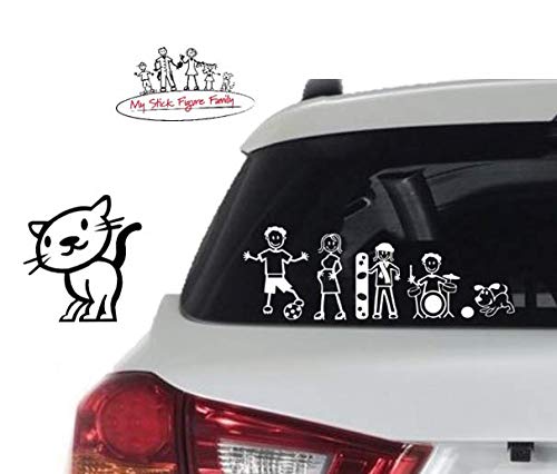 My Stick Figure Family Car Window Vinyl Bumper Sticker Decal Cat Pc4 #TOP1