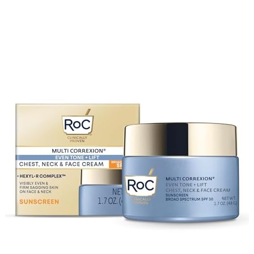 RoC Multi Correxion 5 in 1 Chest Neck Face Moisturizer Face Cream with SPF 30 for Visible Wrinkle and Neck Firming and Tightening, Oil Free Skin Care, 1.7 oz (Packaging May Vary)