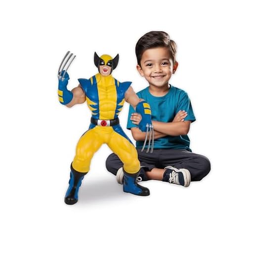 BONECO WOLVERINE UNIF. AMARELO GIGANTE 55 CM - MARVEL PREMIUM - MIMO BRINQUEDOS