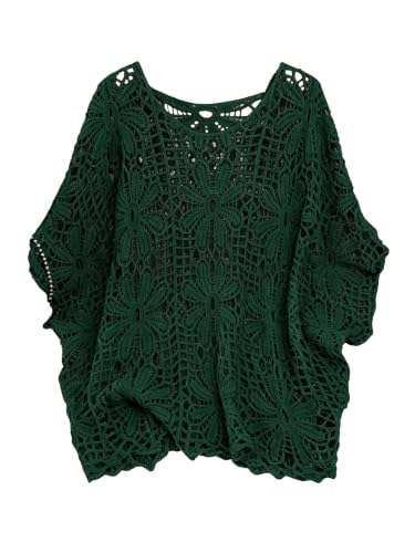 Image of MakeMeChic Women's Plus Size Crochet Boho Tops Summer Vacation Beach Cover Ups Sweater