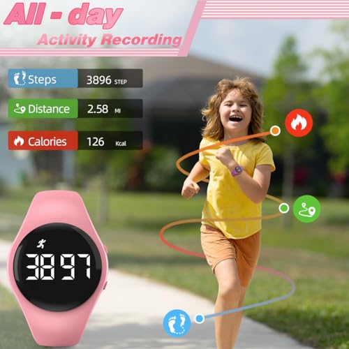 Children's Digital Watch Steps Counter Waterproof Wristwatch with Pedometer LED Display Stopwatch for Kids Boys Girls Teenager4