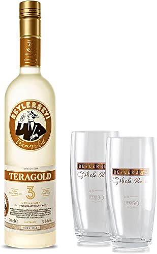 Coffret Raki Turc Beylerbeyi Teragold 100cl et 2 verres cadeaux