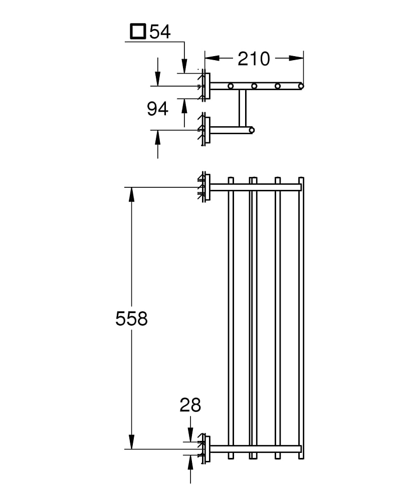 Grohe Start Cube QuickFix - Barra para toallas múltiple, cromo, para atornillar con QuickScrew, no pegamento, ref. 41099000