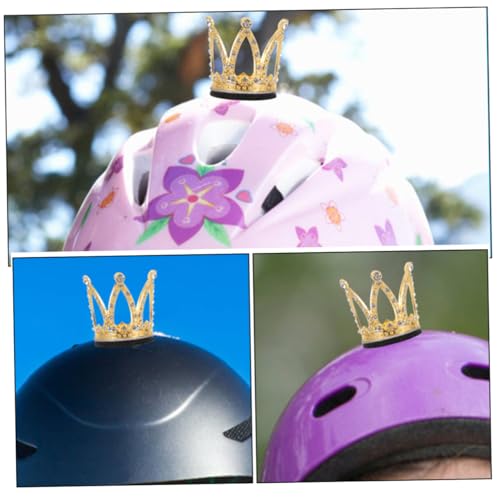 Corona de metal dorada para casco con gemas de imitación lujosas 3