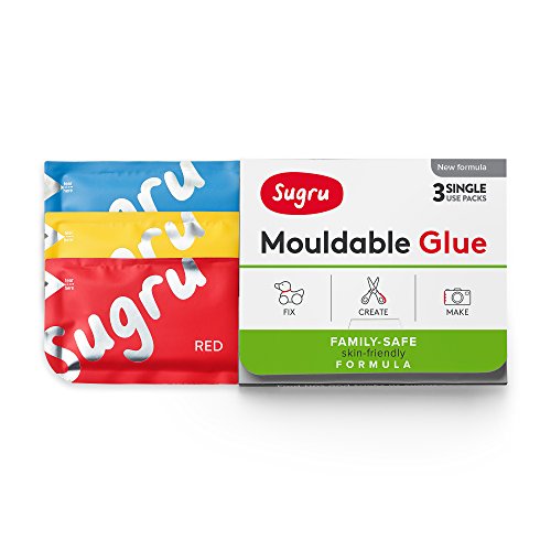 Sugru Moldable Glue - Family-Safe - All-Purpose Adhesive, Suitable for Children - Holds up to 4.4 lb - Red, Yellow & Blue 3-Pack