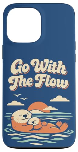 Go With The Flow Cute Sea Otter Retro Animal �X�}�z�P�[�X iPhone 13 Pro Max �p